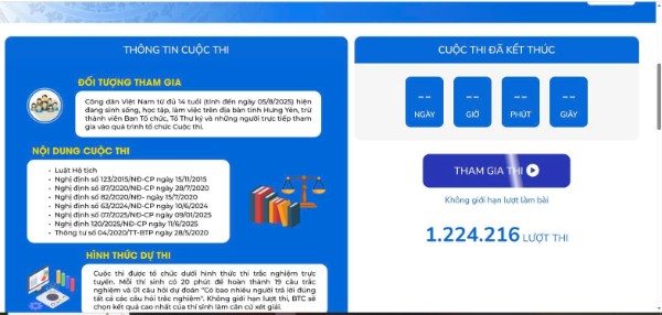 Những kết quả nổi bật của Cuộc thi trực tuyến Tìm hiểu pháp luật về hộ tịch năm 2025 trên địa bàn tỉnh Hưng Yên